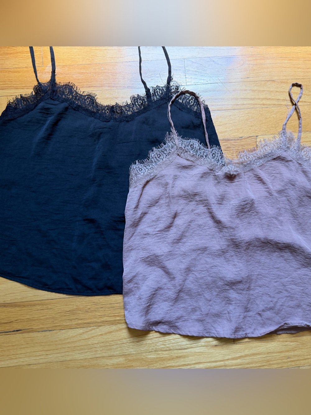 Wild Fable Lace-Trim Cami Tank Top - Black and Mauve size medium